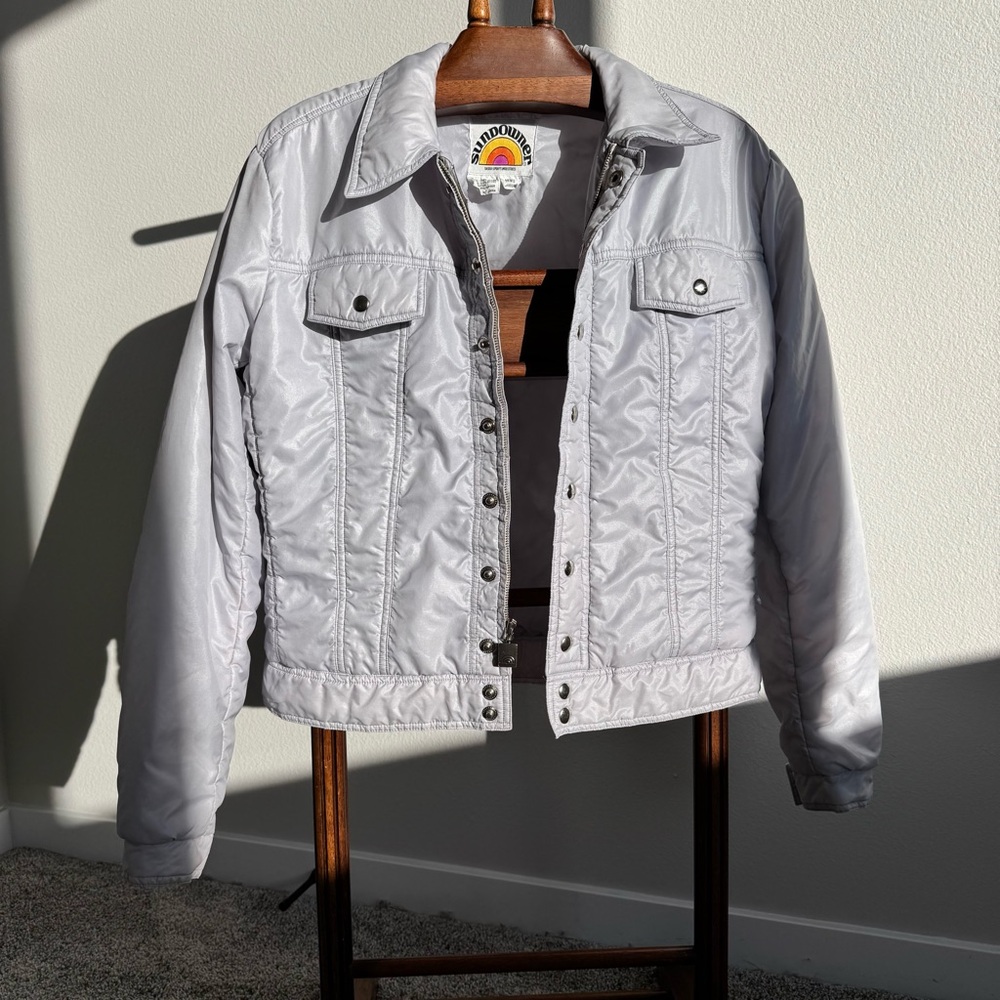 VTG Sundowner Saska Japan Insulated Ski Jacket Men’s L Gray Nylon Snap Front 70s